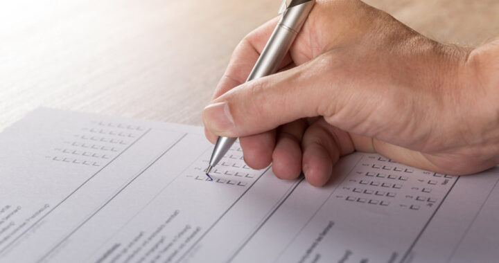 Image of person completing survey